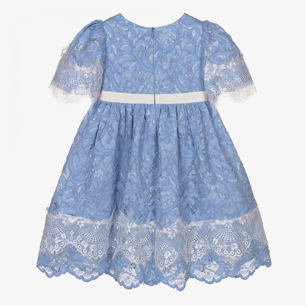 Patachou-Girls Blue Lace Dress | Childrensalon Outlet
