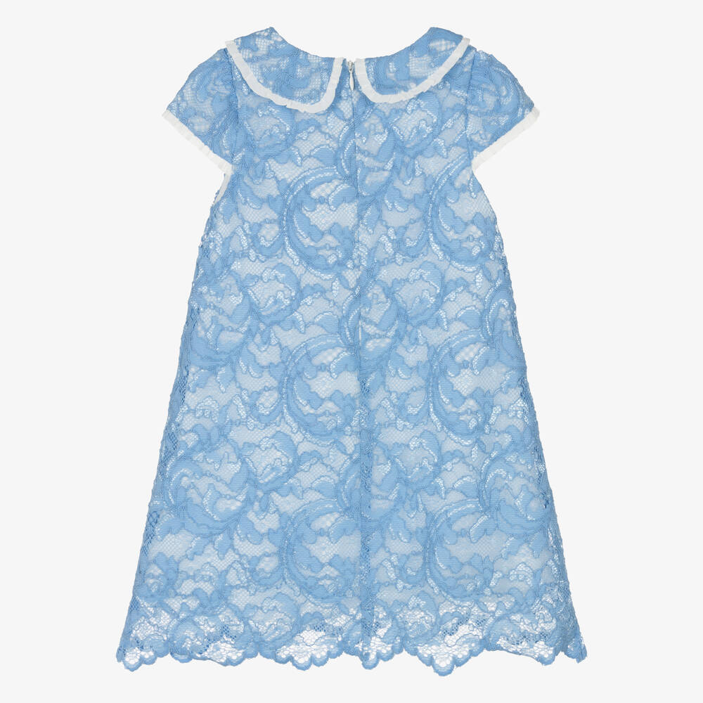 Patachou-Girls Blue Lace Dress | Childrensalon Outlet