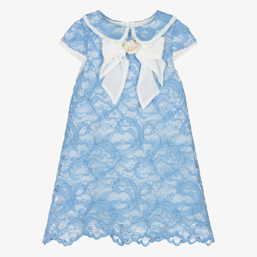 Patachou-Girls Blue Lace Dress | Childrensalon Outlet