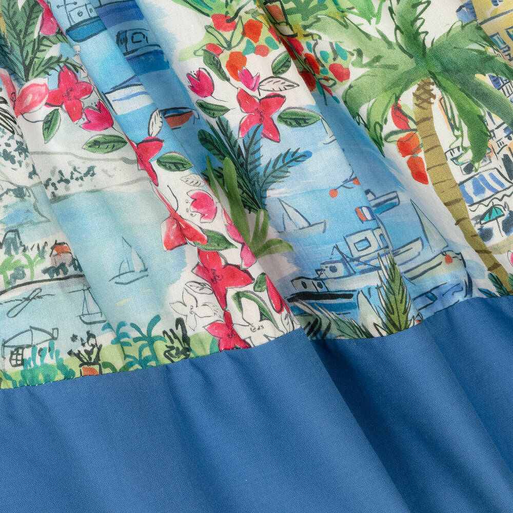 Patachou-Girls Blue Liberty Print Dress | Childrensalon Outlet