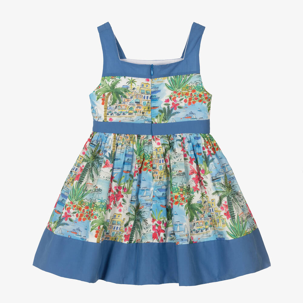 Patachou-Girls Blue Liberty Print Dress | Childrensalon Outlet