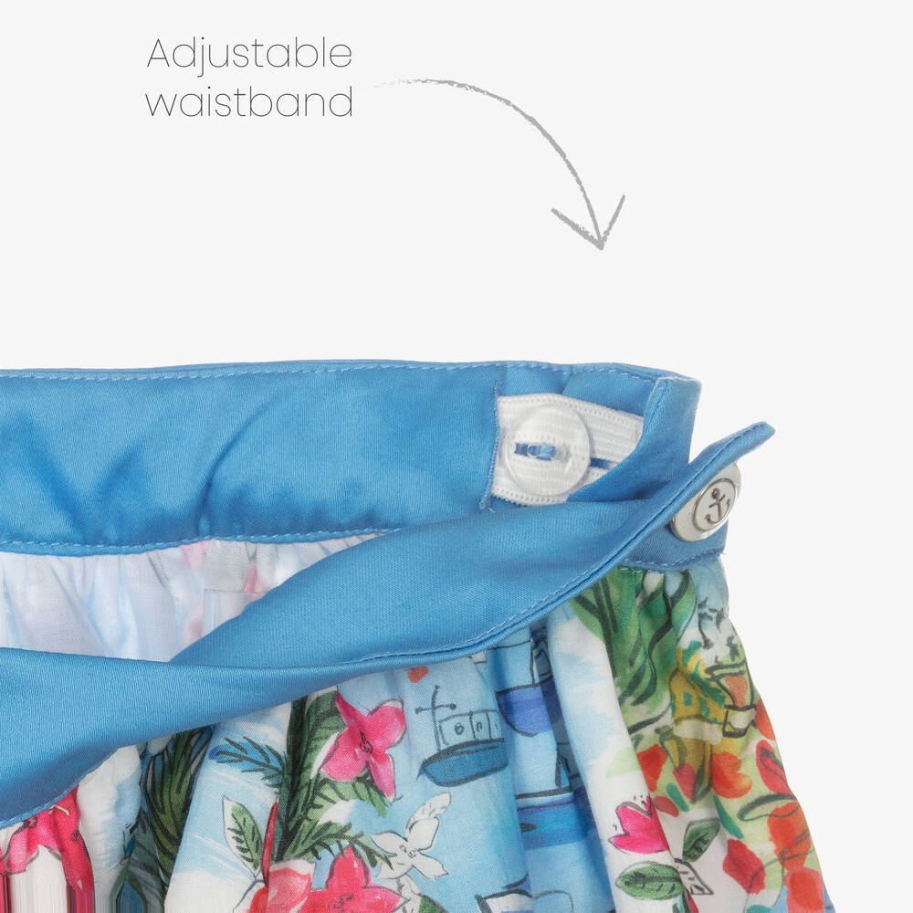 Patachou-Girls Blue Liberty Print Skirt | Childrensalon Outlet