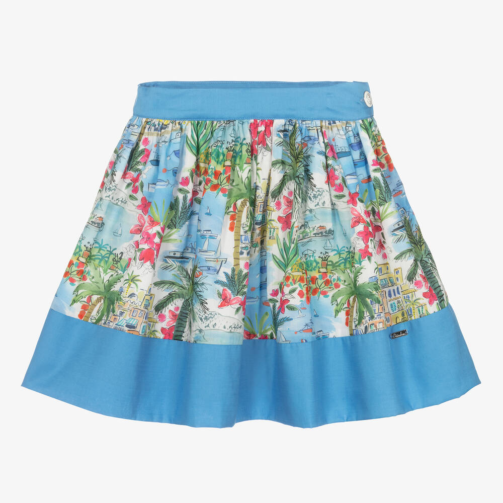 Patachou - Girls Blue Liberty Print Skirt | Childrensalon