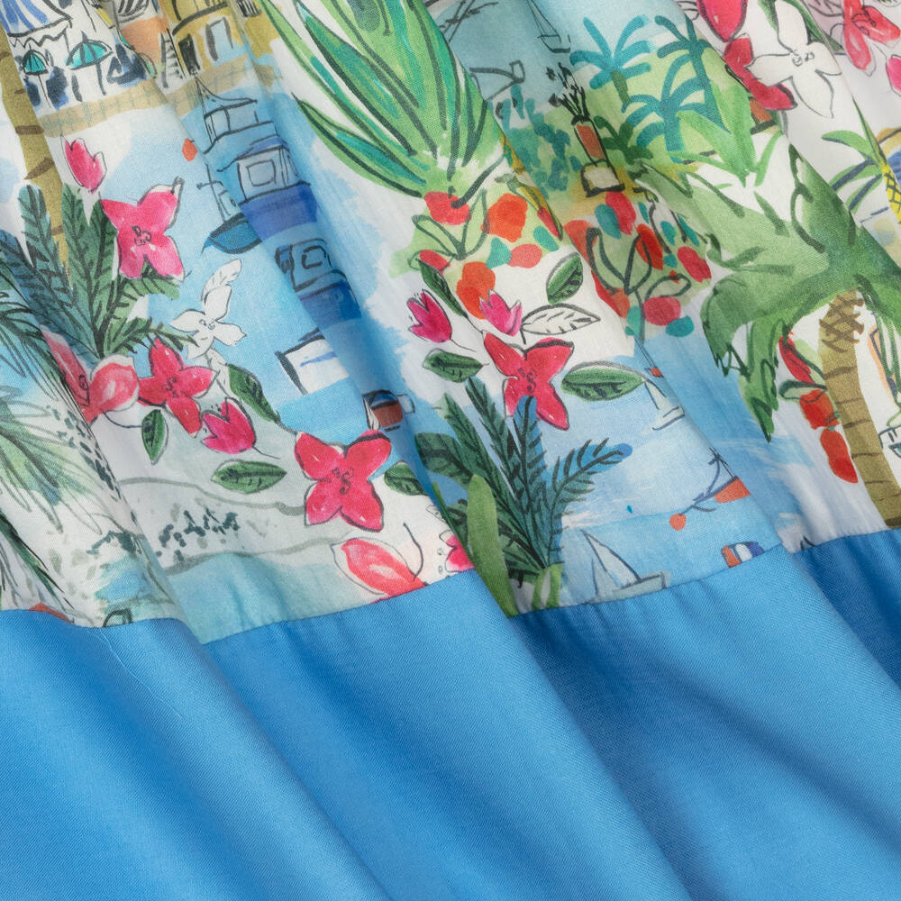 Patachou-Girls Blue Liberty Print Skirt | Childrensalon Outlet