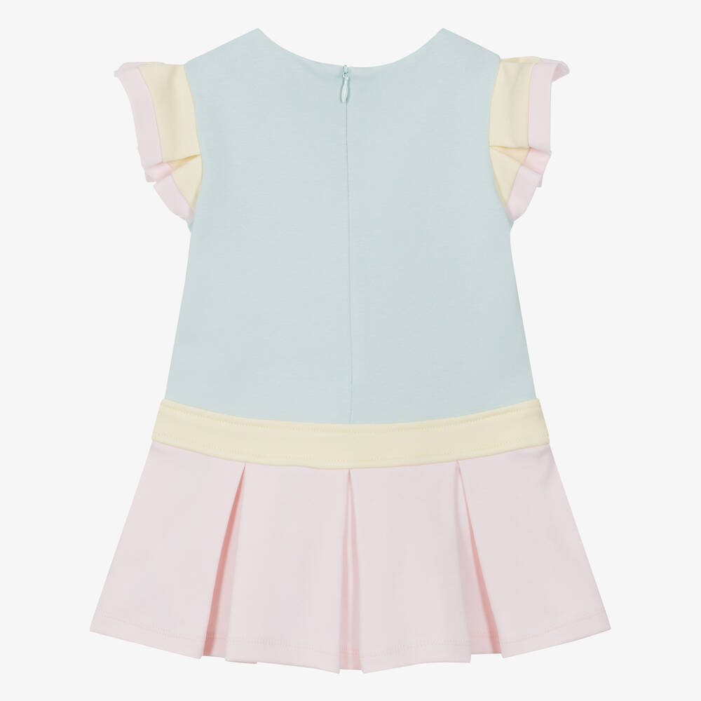 Patachou-Розово-голубое платье из хлопка с цветовыми блоками | Childrensalon Outlet