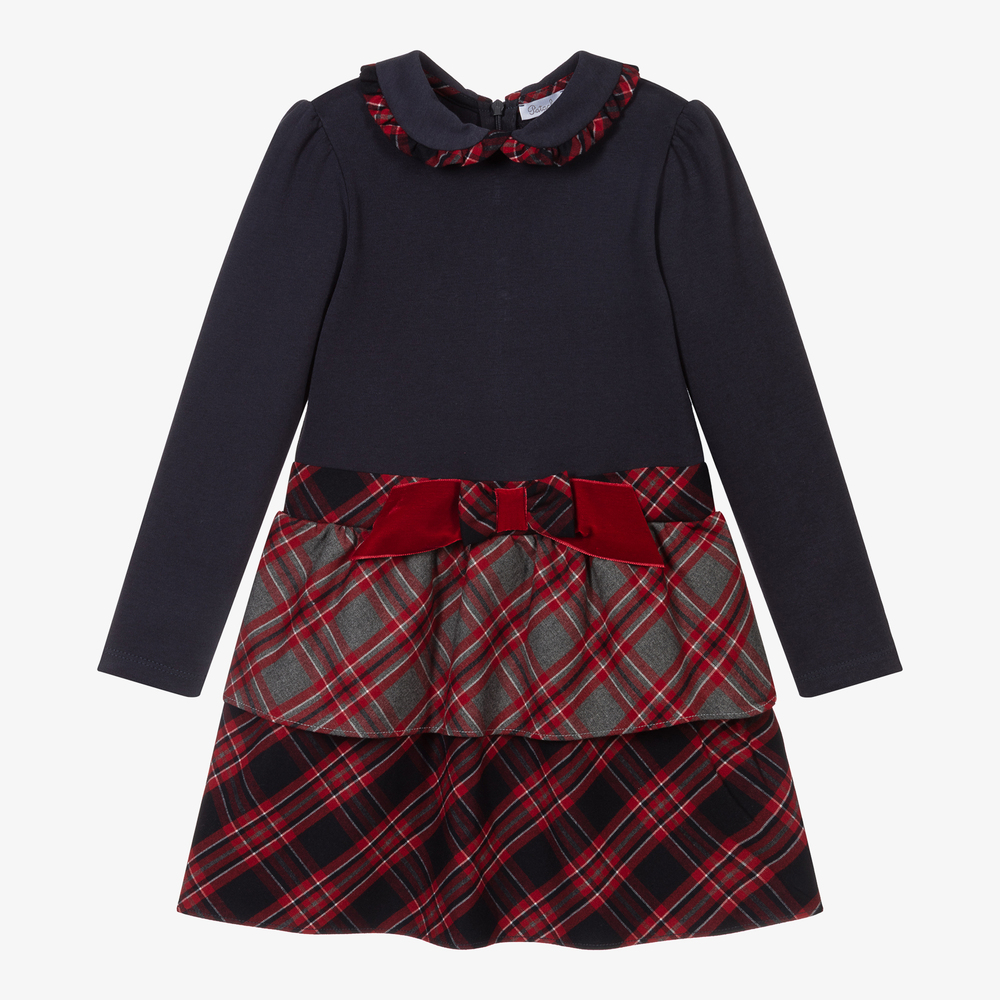 Patachou-Girls Blue & Red Check Dress | Childrensalon Outlet