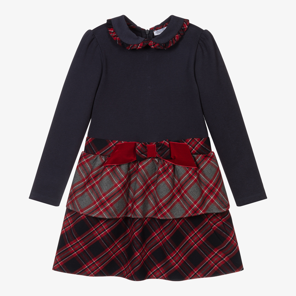 Patachou - Girls Blue & Red Check Dress | Childrensalon