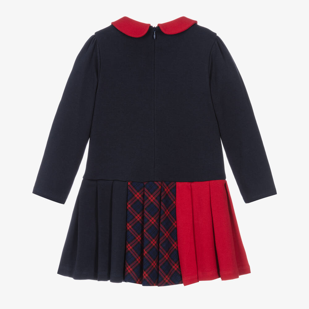 Patachou-Girls Blue & Red Tartan Pleated Dress | Childrensalon Outlet