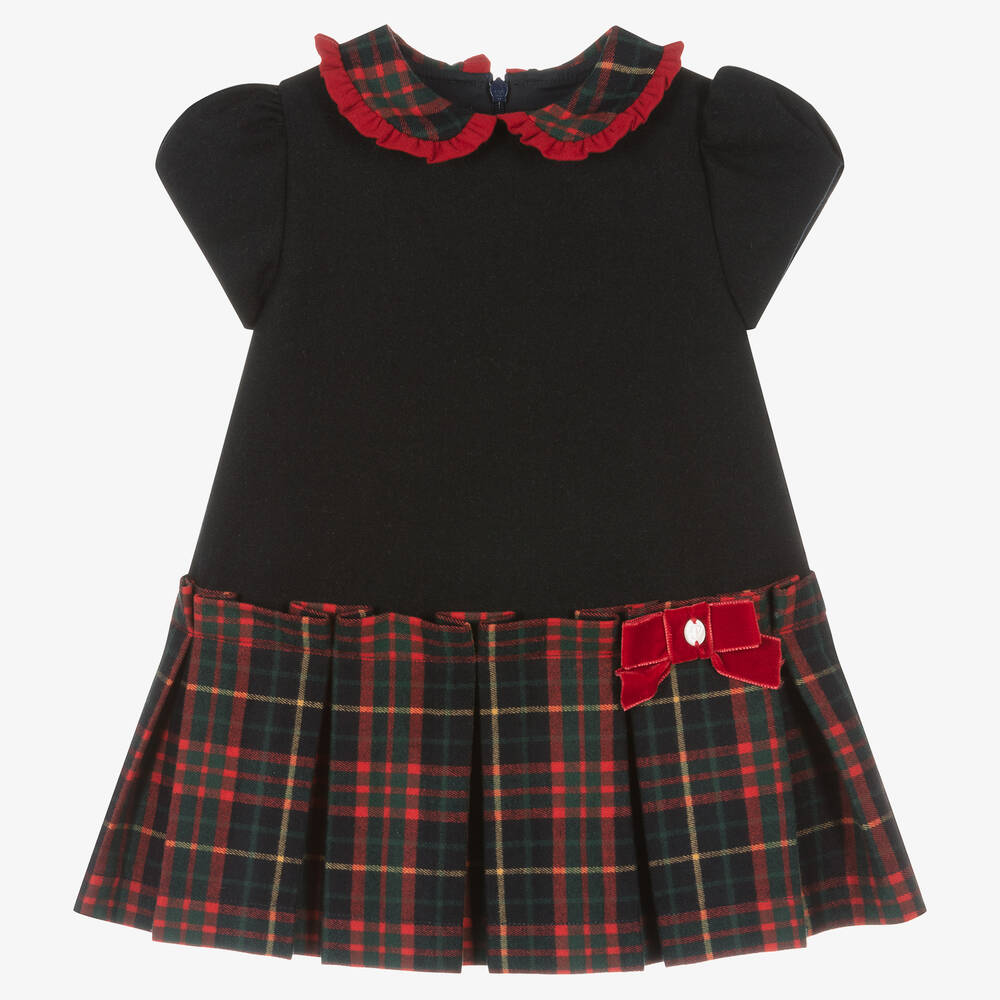 Patachou - Girls Blue & Red Viscose Tartan Dress | Childrensalon