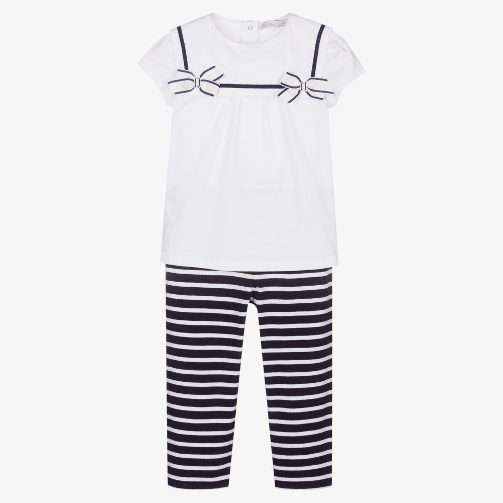 Patachou-Girls Blue Sailor Leggings Set | Childrensalon Outlet