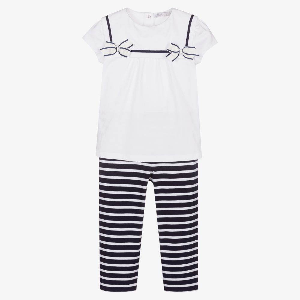 Patachou - Girls Blue Sailor Leggings Set | Childrensalon