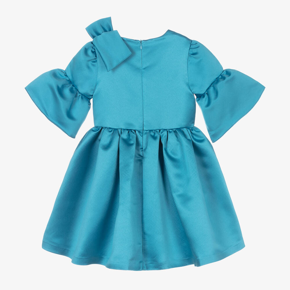 Patachou-Голубое атласное платье с бантом | Childrensalon Outlet