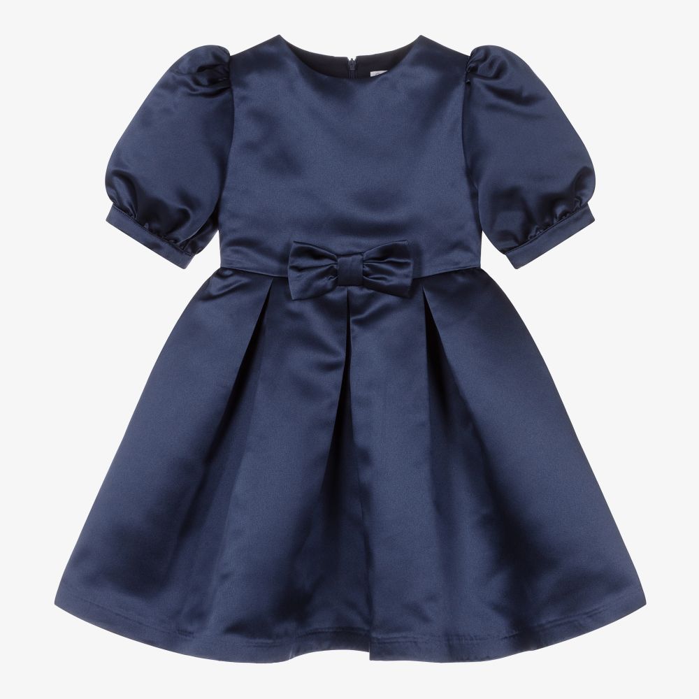 Patachou - Girls Blue Satin Dress | Childrensalon