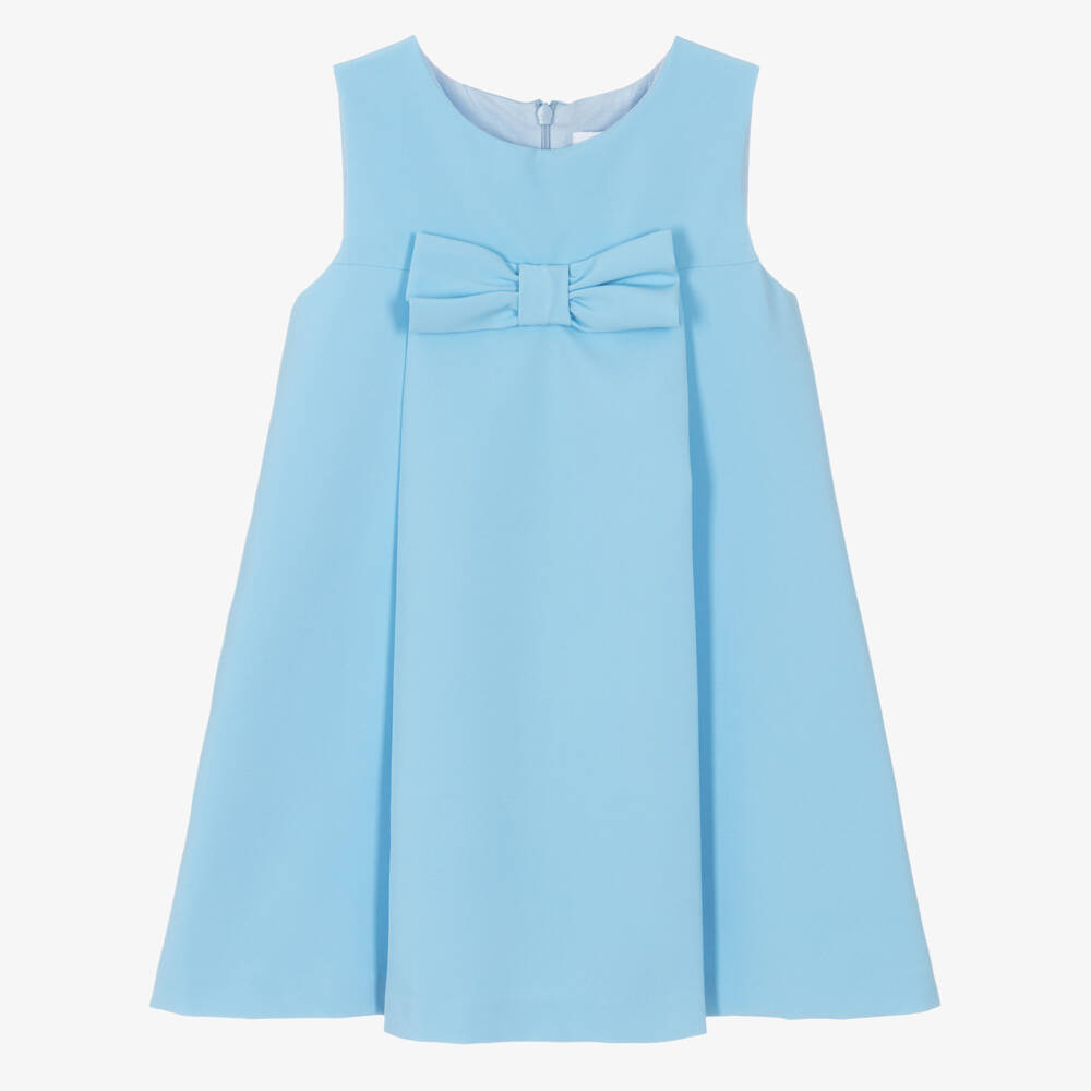Patachou-Girls Blue Sleeveless A-Line Dress with Bow | Childrensalon Outlet