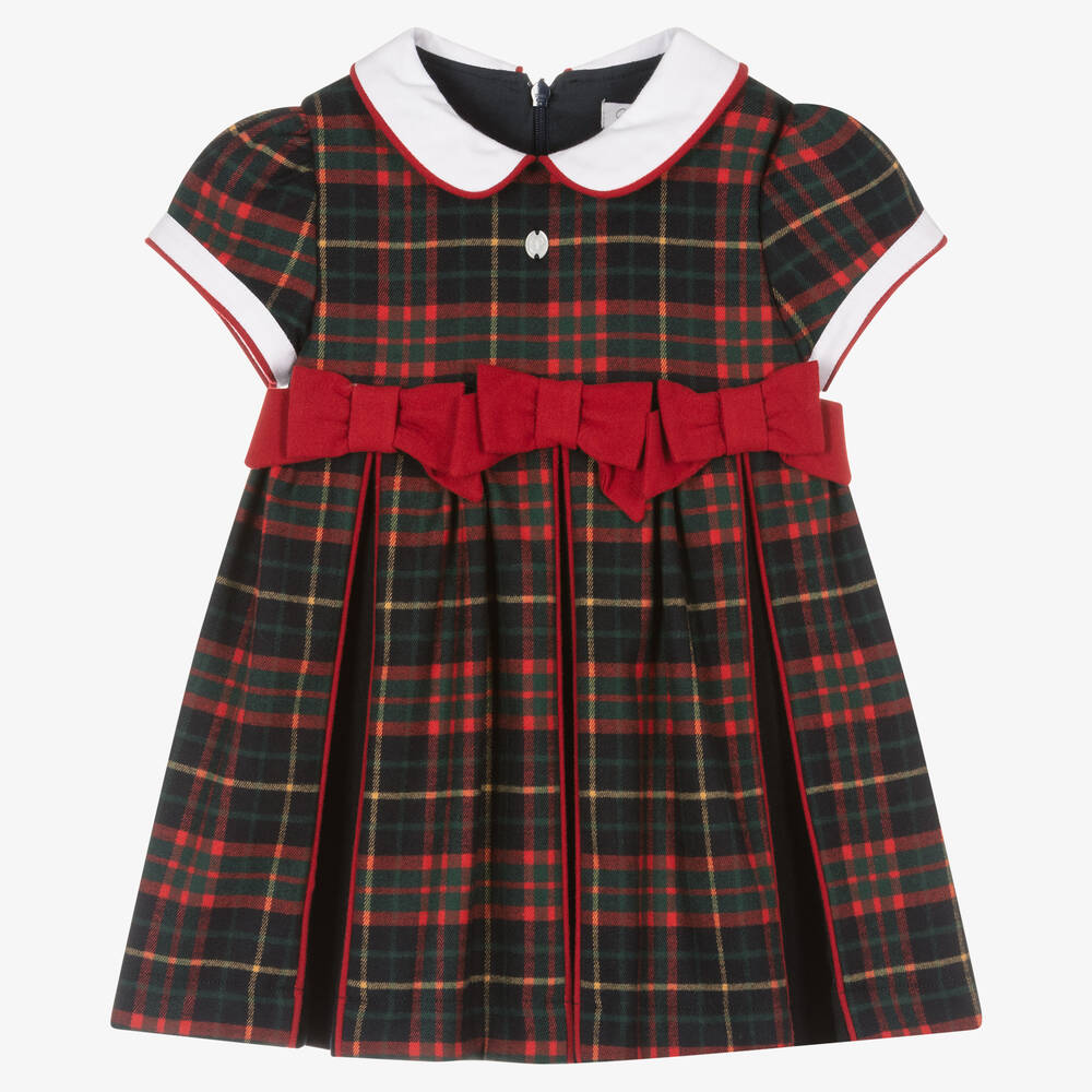 Patachou-Girls Blue Tartan Viscose Dress | Childrensalon Outlet