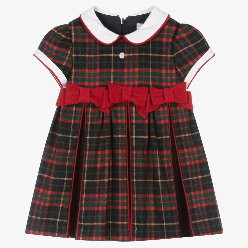 Patachou - Girls Blue Tartan Viscose Dress | Childrensalon