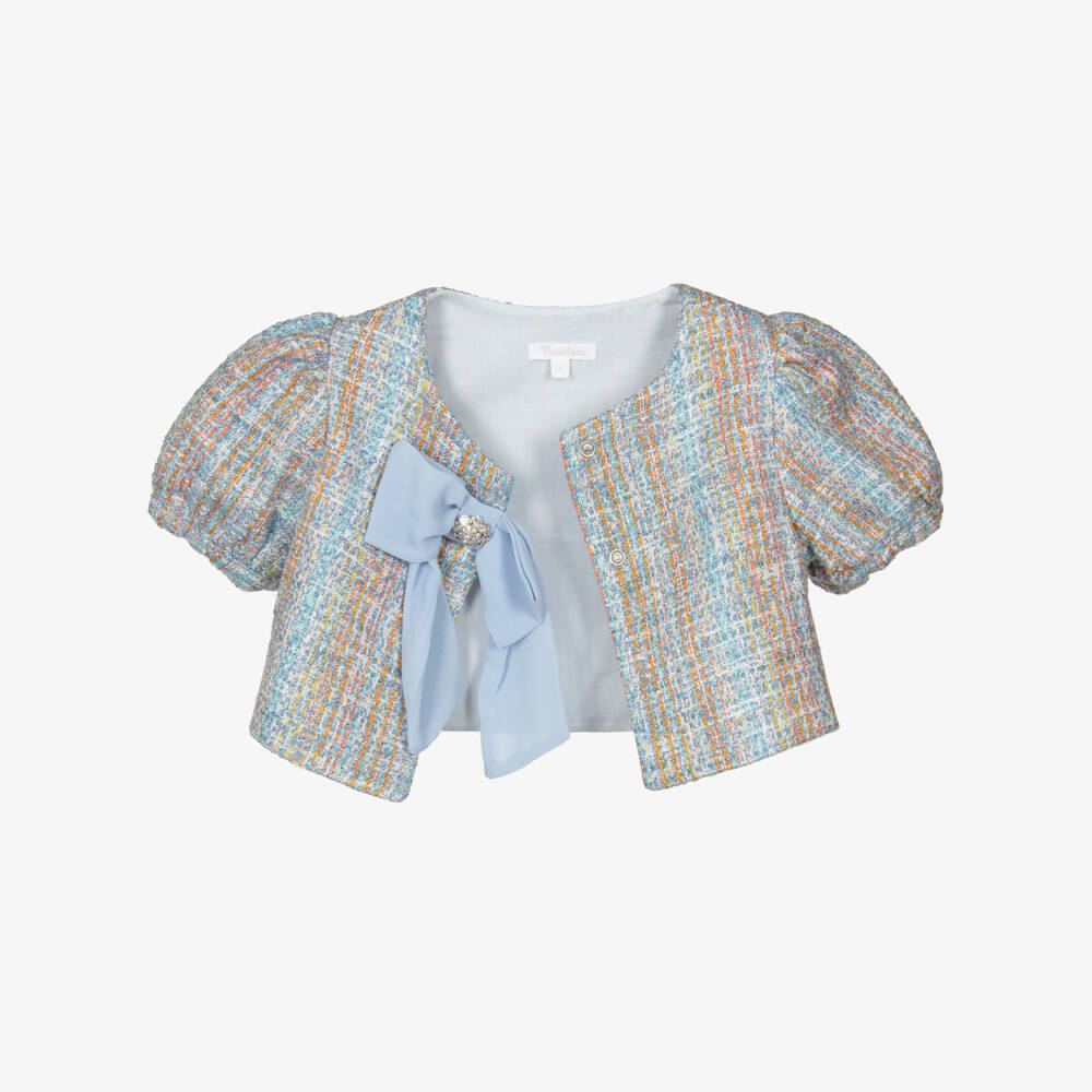 Patachou-Girls Blue Tweed Dress & Jacket Set | Childrensalon Outlet