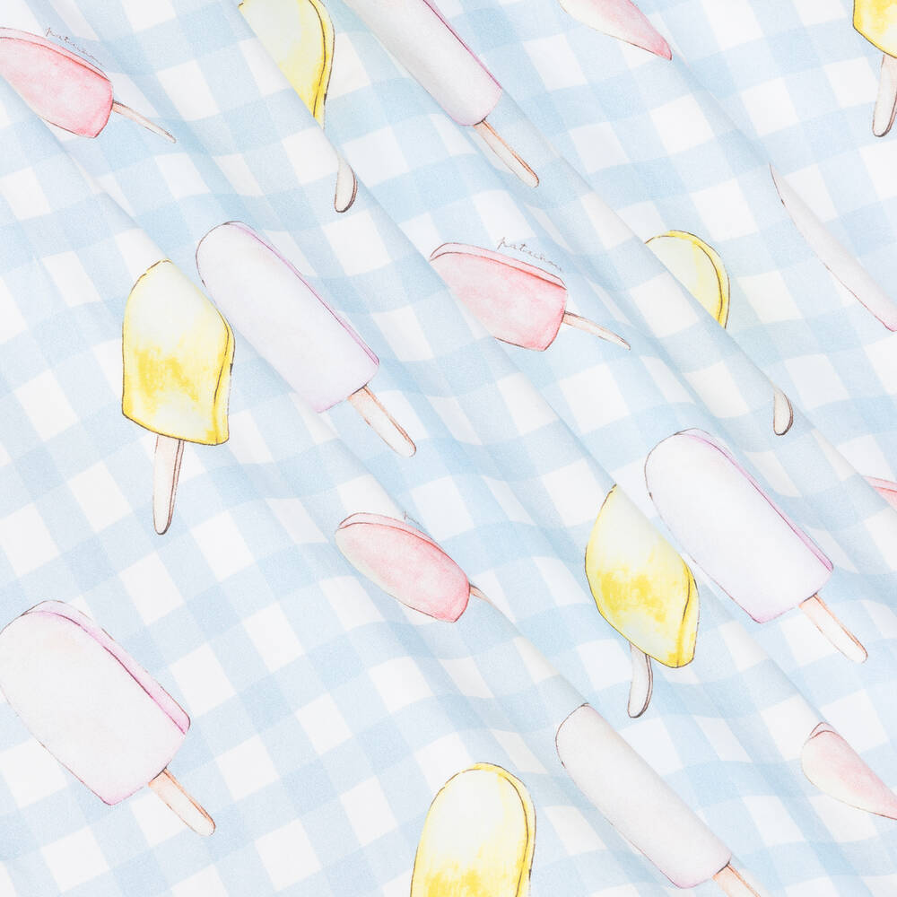 Patachou-Белое платье в голубую клетку | Childrensalon Outlet