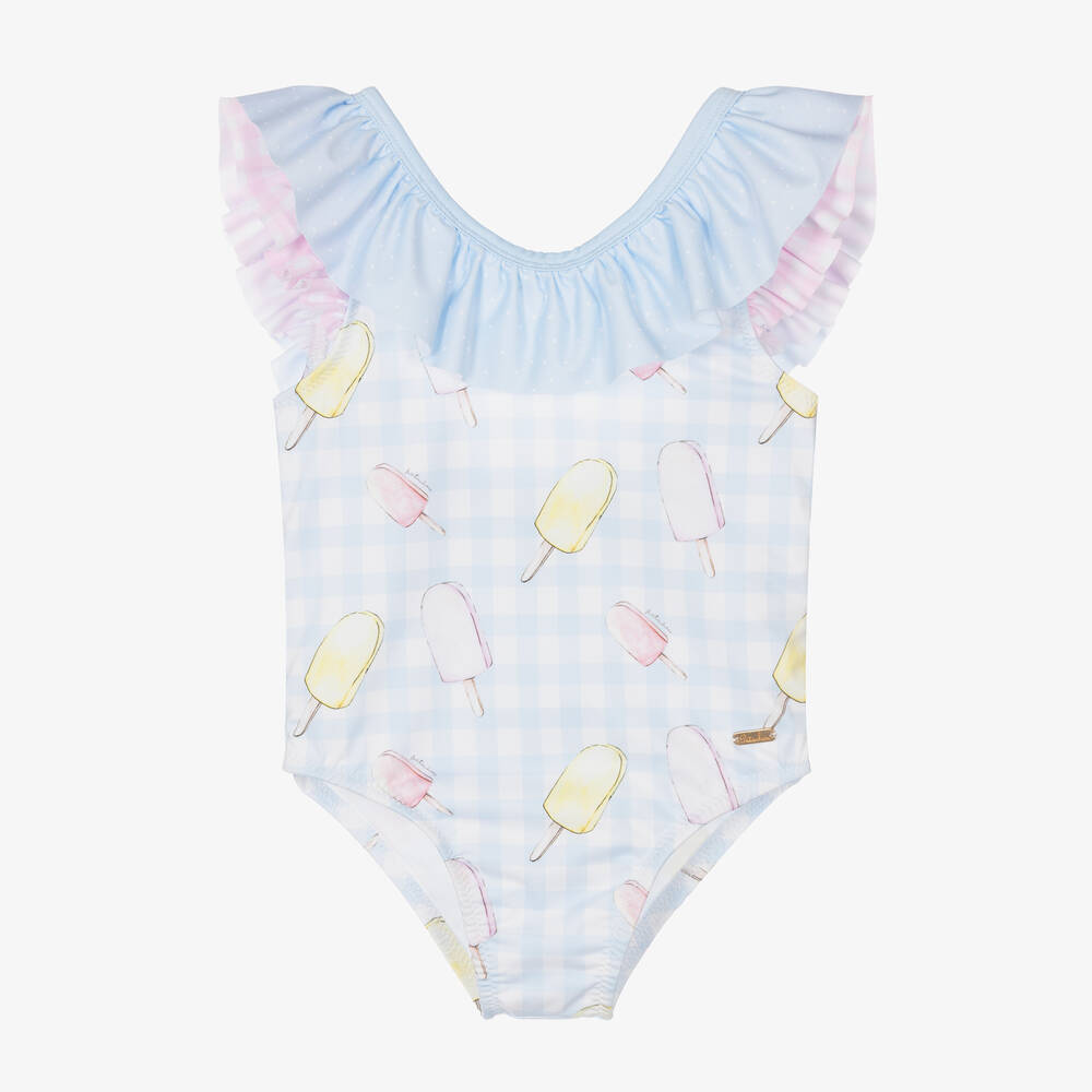Patachou-Бело-голубой купальник в клетку | Childrensalon Outlet