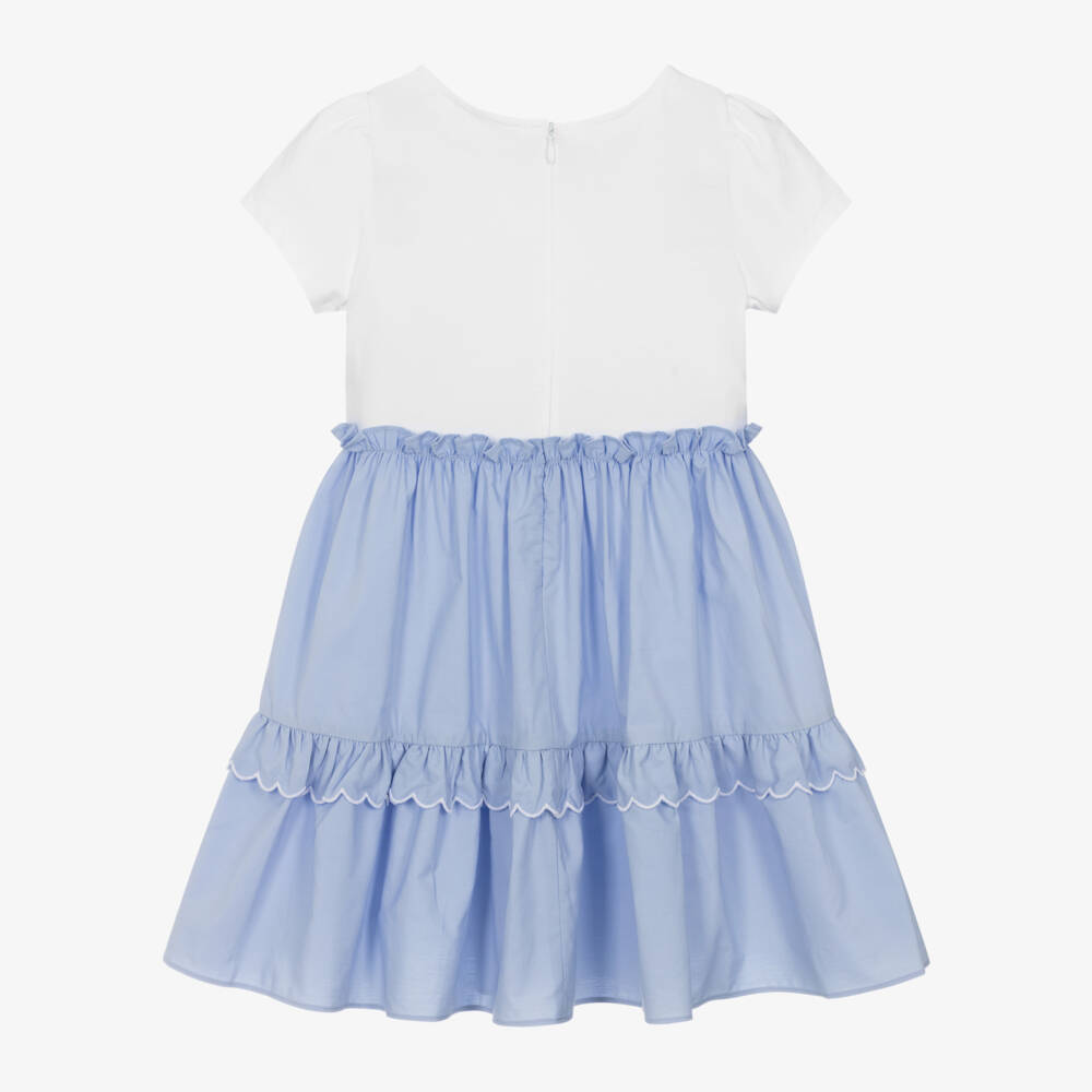 Patachou-Голубое и белое поплин платье для девочек | Childrensalon Outlet