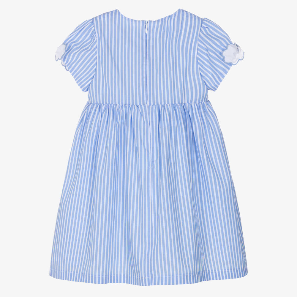 Patachou-Girls Blue & White Stripe Cotton Smocked Dress | Childrensalon Outlet