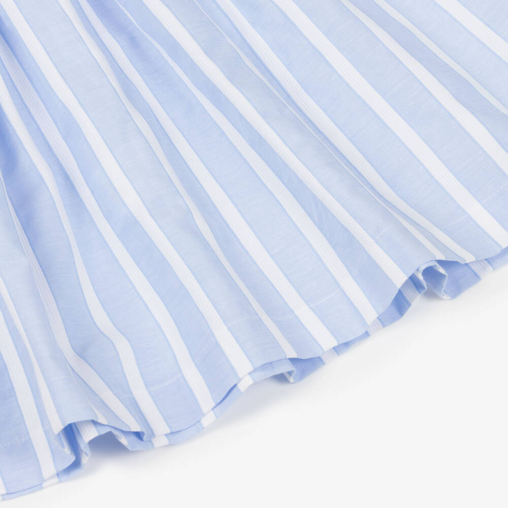 Patachou-Girls Blue & White Stripe Embroidered Cotton Dress | Childrensalon Outlet