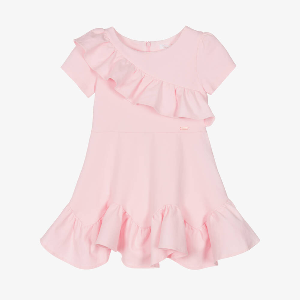Patachou-Платье с асимметричными оборками для девочек в розовом цвете | Childrensalon Outlet