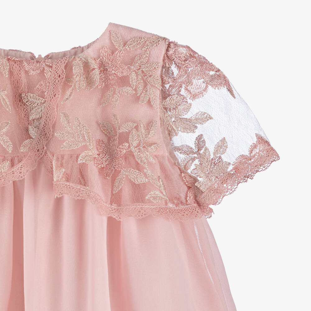 Patachou-Girls Blush Chiffon Cape Dress | Childrensalon Outlet