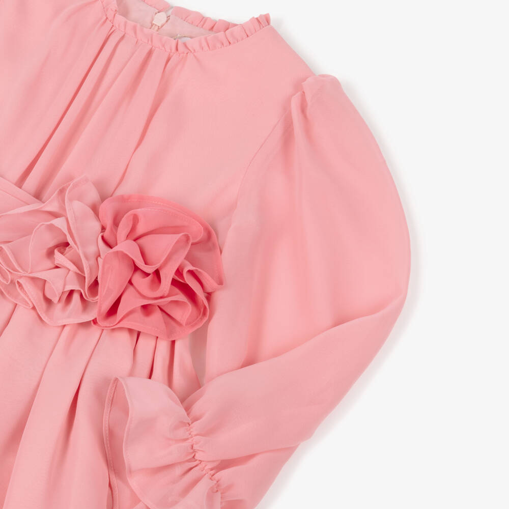 Patachou-فستان شيفون وردي للبنات مع كشكشات | Childrensalon Outlet