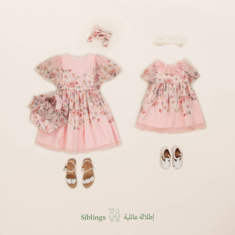 Patachou-Girls Blush Floral Chiffon Frock | Childrensalon Outlet