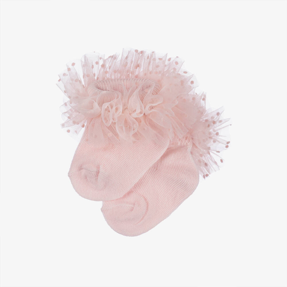 Patachou-Girls Blush Frilled Cotton Ankle Socks | Childrensalon Outlet