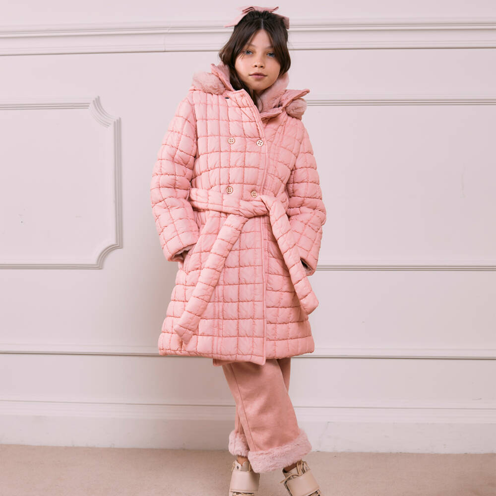 Patachou-Girls Blush Quilted Overcoat | Childrensalon Outlet