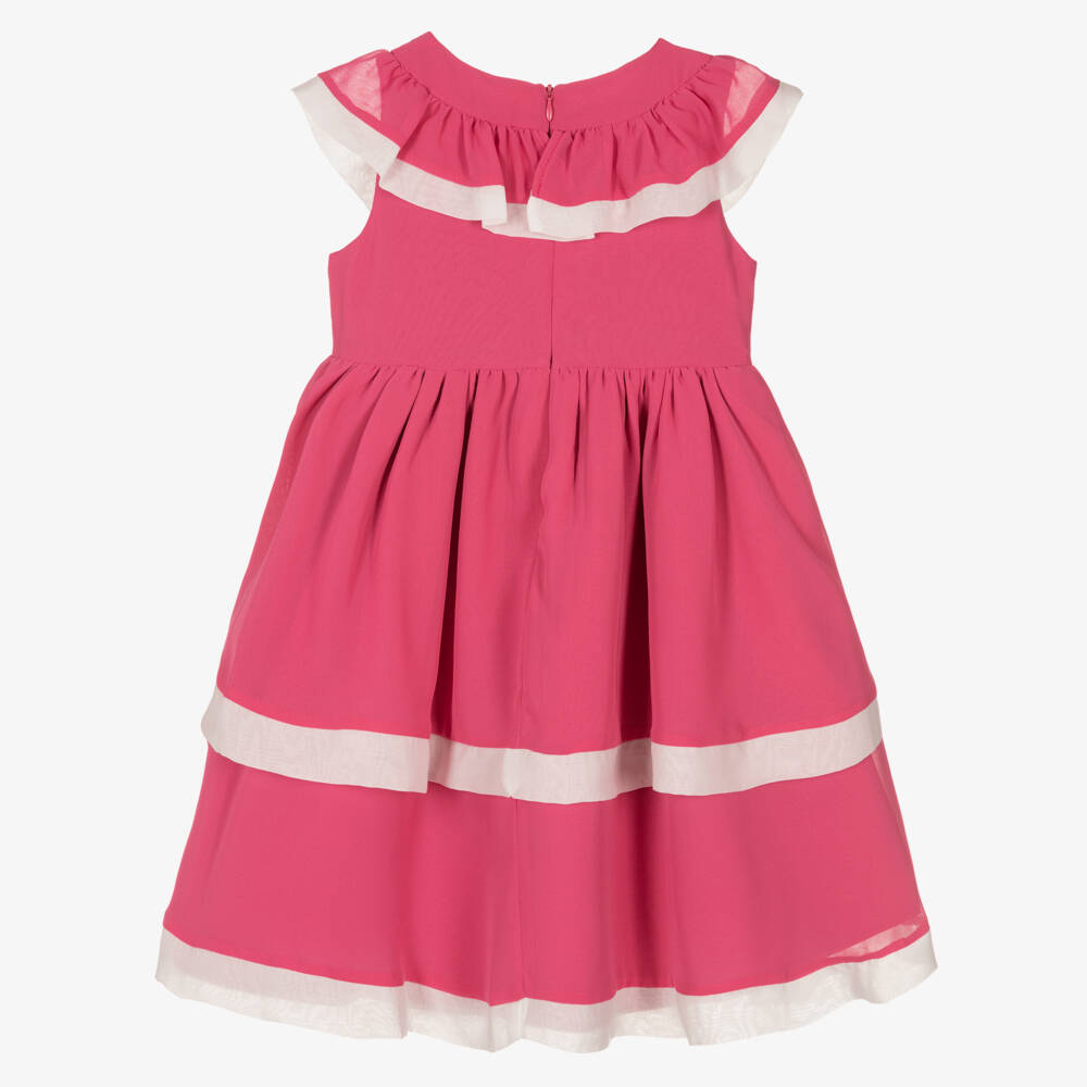 Patachou-Girls Blush Ruffled Chiffon Frock | Childrensalon Outlet