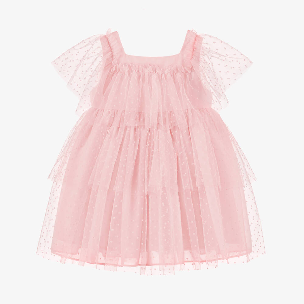 Patachou-Платье из розового тюля и шифона для девочек | Childrensalon Outlet