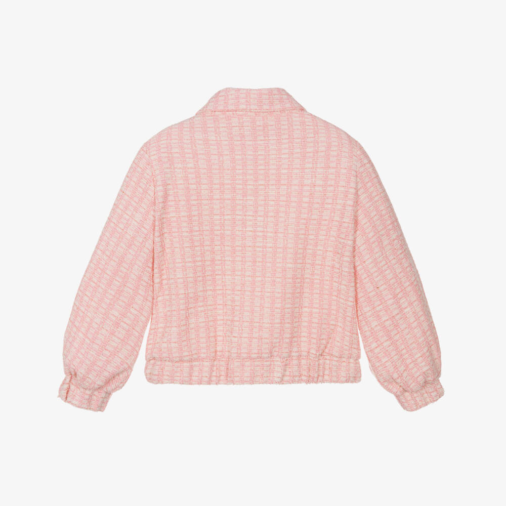 Patachou-Girls Blush Tweed Buttoned Jacket | Childrensalon Outlet