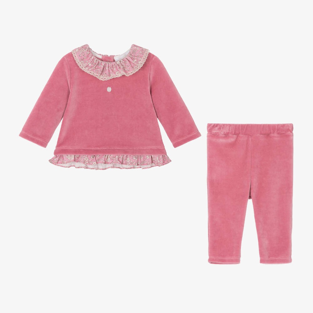 Patachou-Girls Blush Velour Print Outfit | Childrensalon Outlet