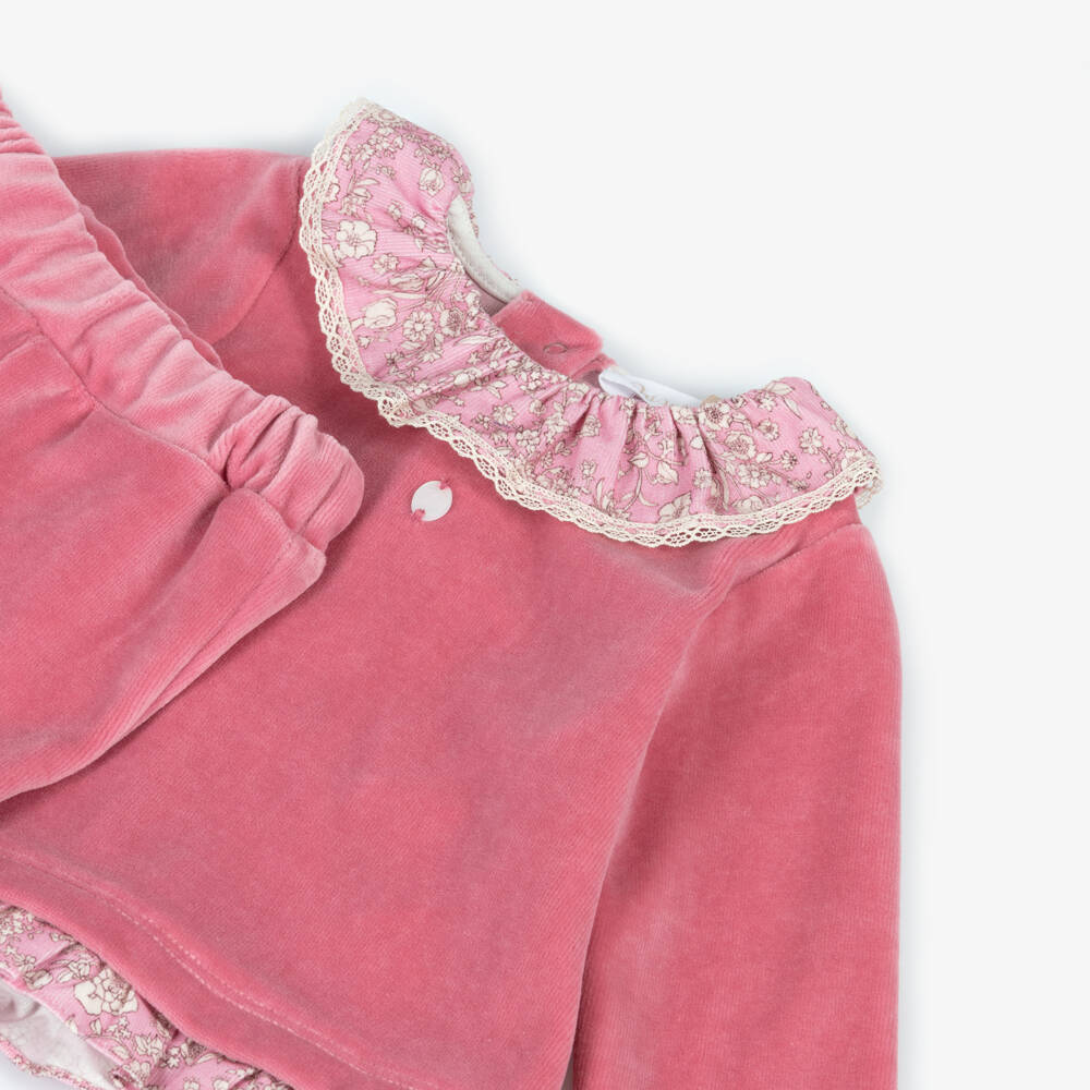Patachou-Girls Blush Velour Print Outfit | Childrensalon Outlet