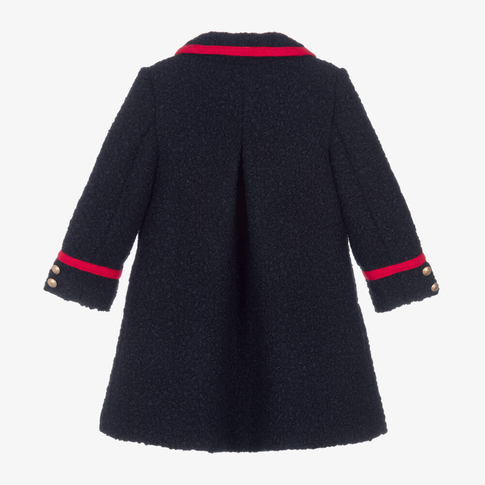 Patachou-Girls Bouclé Coat with Red Trim | Childrensalon Outlet