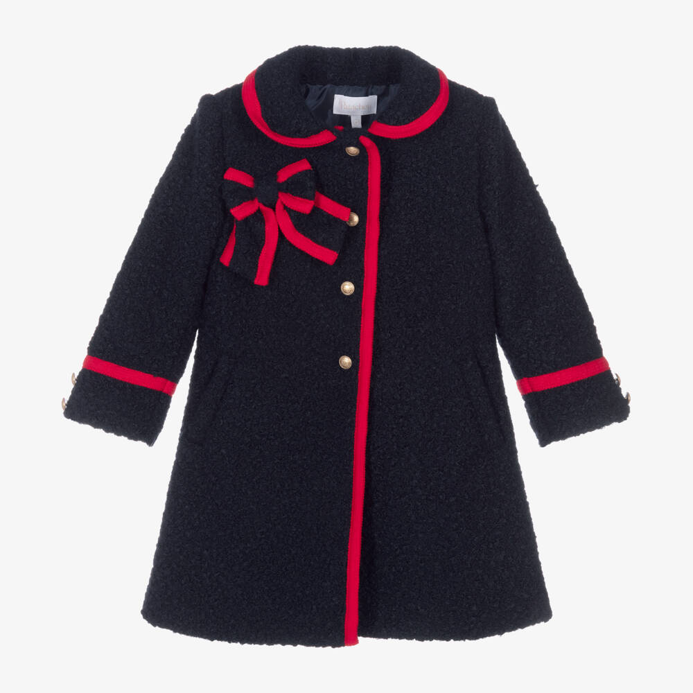 Patachou-Girls Bouclé Coat with Red Trim | Childrensalon Outlet