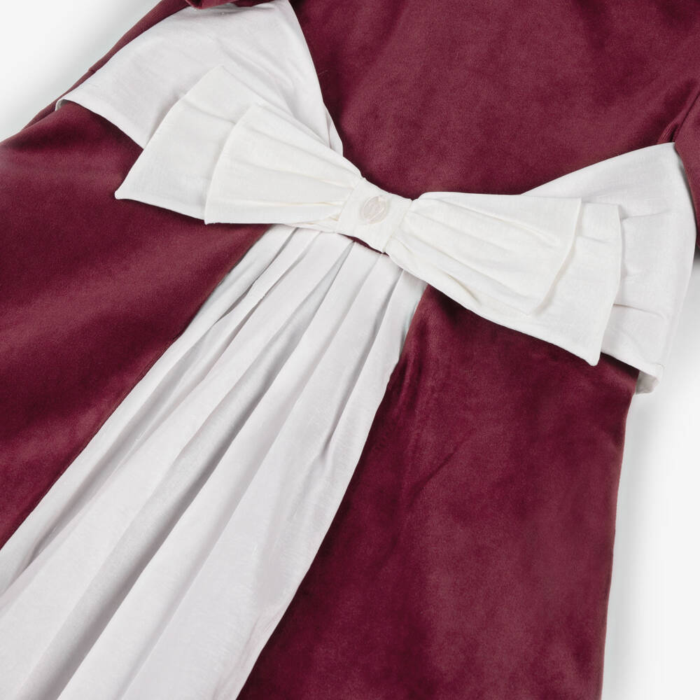 Patachou-فستان مخملي بورجوندي للبنات مع فيونكة | Childrensalon Outlet