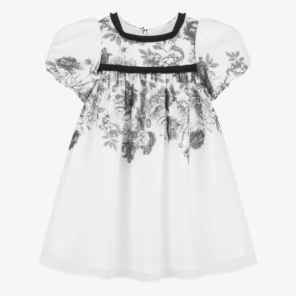 Patachou-Girls Chiffon Dress with Floral Charm | Childrensalon Outlet
