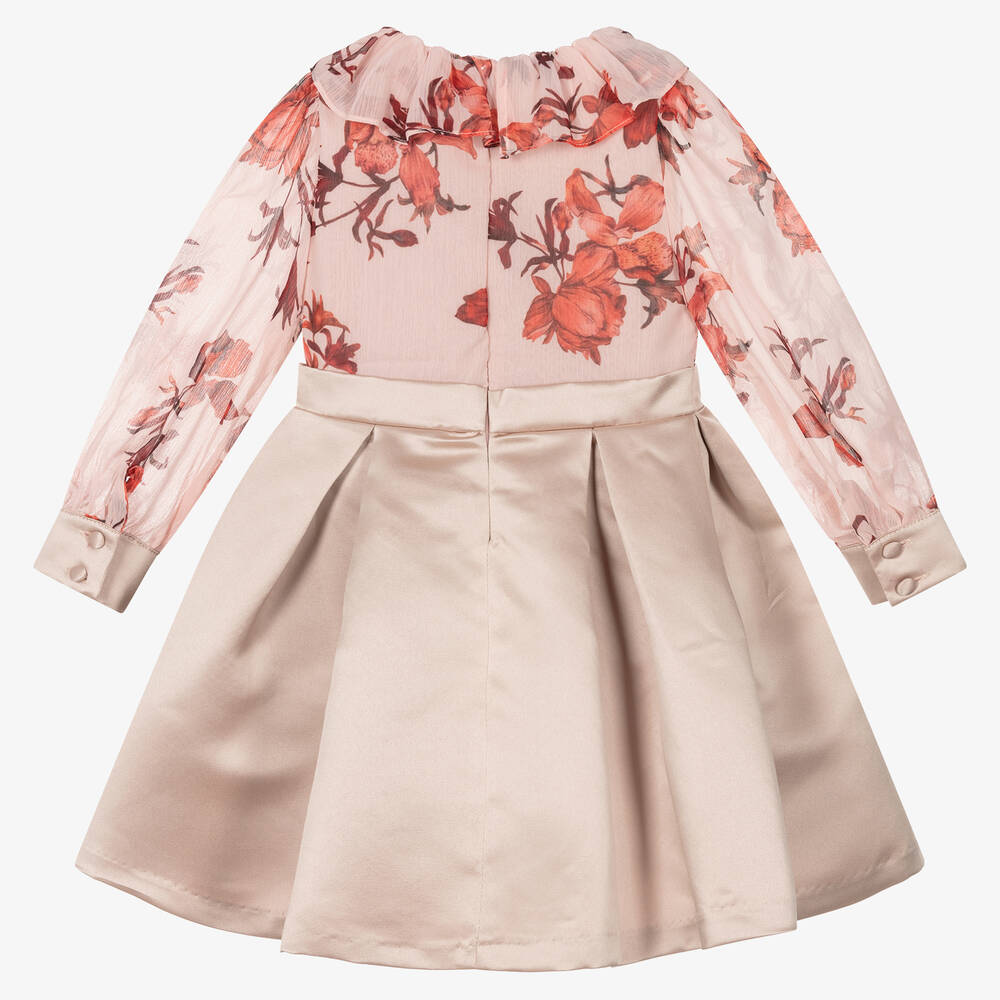 Patachou-فستان ساتان وشيفون لون زهري | Childrensalon Outlet