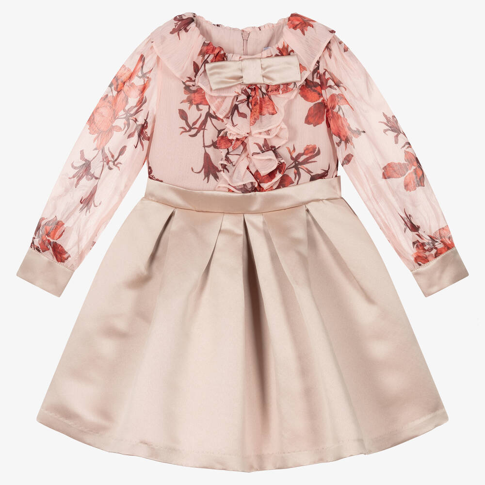 Patachou - Robe mousseline et satin fille  | Childrensalon