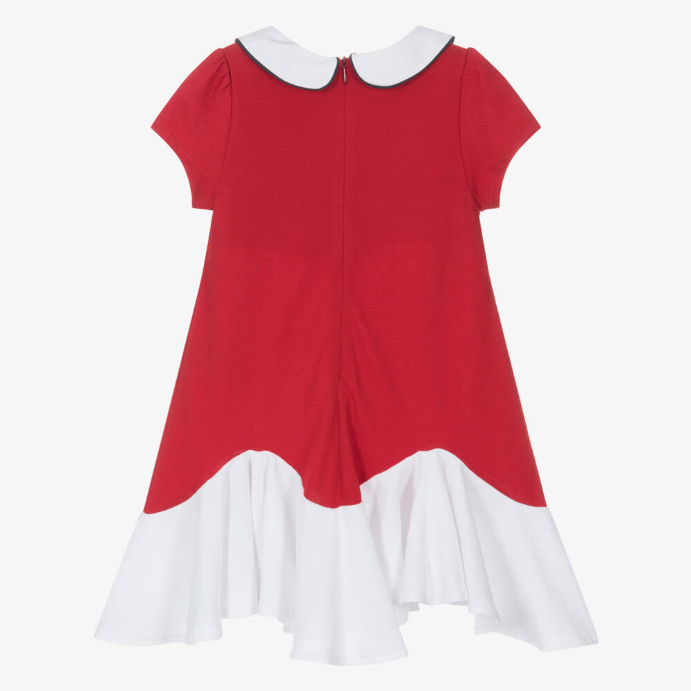 Patachou-Классическое красно-белое платье из пике для девочек | Childrensalon Outlet