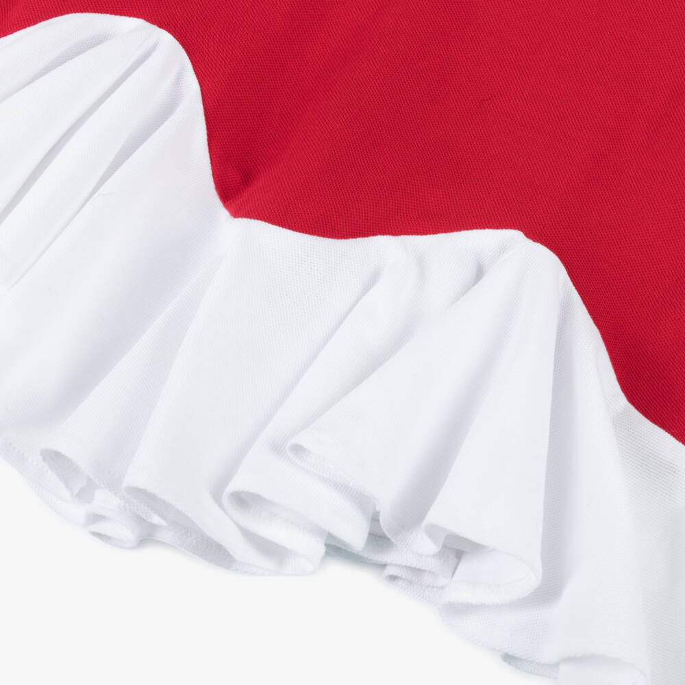 Patachou-Классическое красно-белое платье из пике для девочек | Childrensalon Outlet