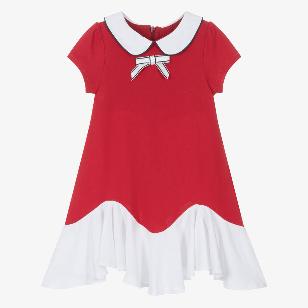 Patachou-Классическое красно-белое платье из пике для девочек | Childrensalon Outlet