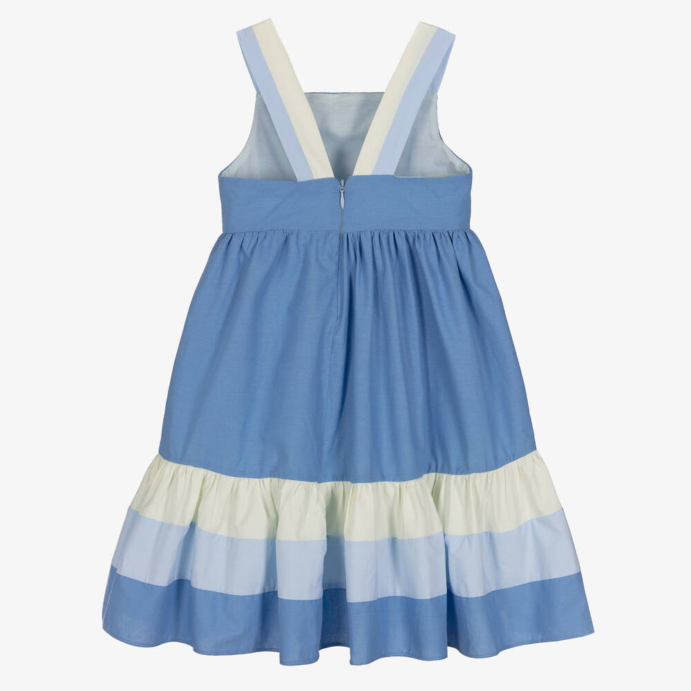 Patachou-Кремово-голубое платье из хлопка | Childrensalon Outlet