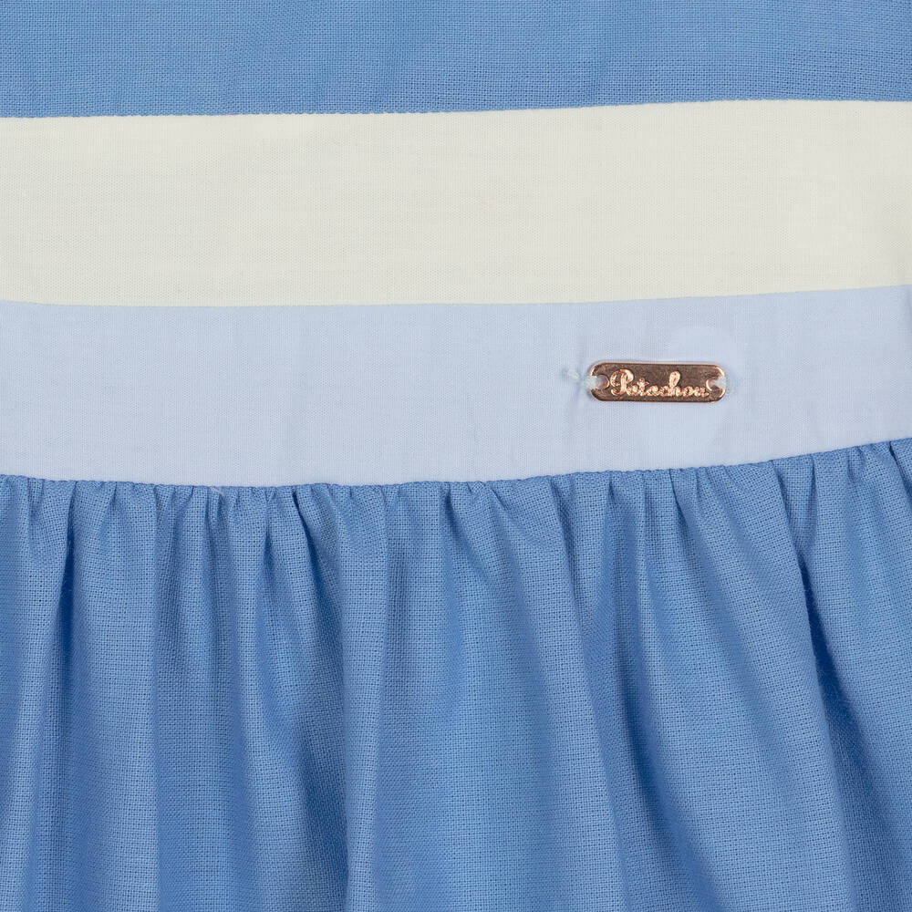 Patachou-Кремово-голубое платье из хлопка | Childrensalon Outlet