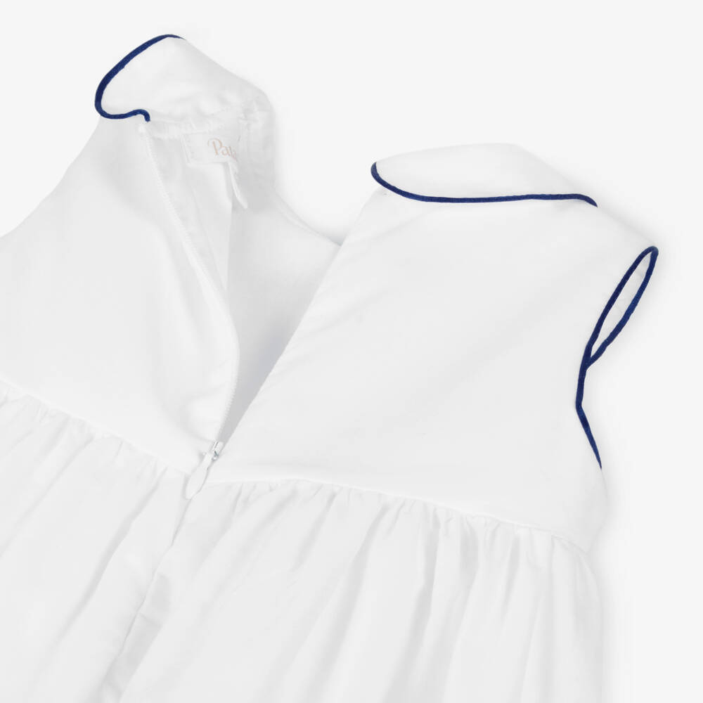 Patachou-Girls Cotton Dress in White & Navy | Childrensalon Outlet