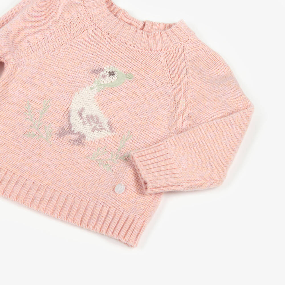 Patachou-Уютный розовый свитер с уткой для девочек | Childrensalon Outlet
